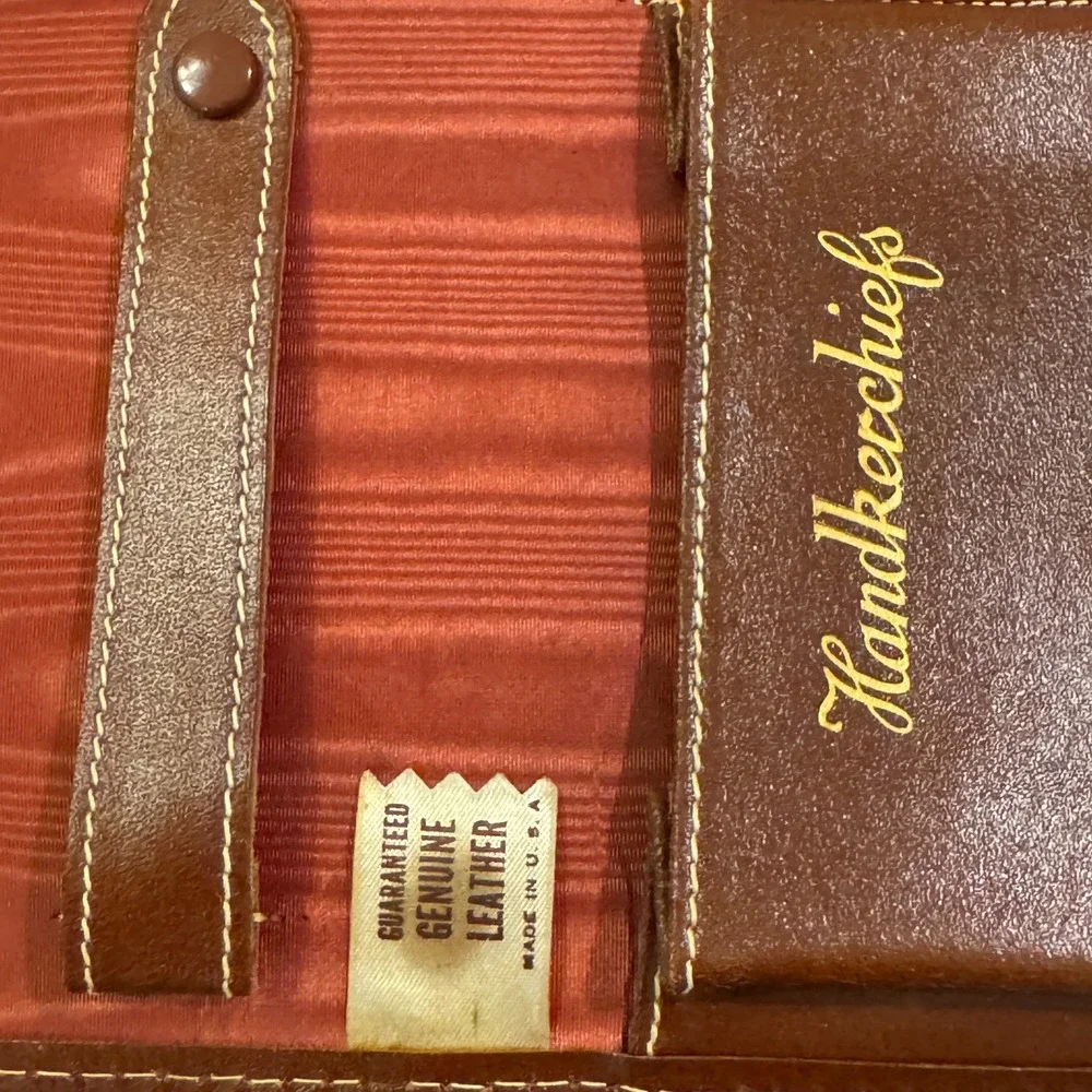 Genuine Leather Tie Travel Storage Case Zip‎ Hanging VTG Retro Organizer Necktie